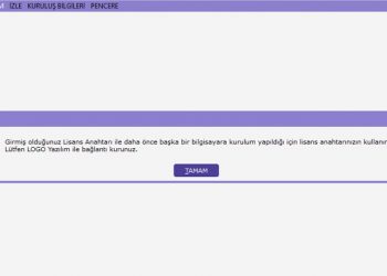 Girmiş olduğunuz lisans anahtarı ile daha önce başka bir bilgisayara kurulum yapıldığı için lisans anahtarınızın kullanım süresi kısıtlanmıştır