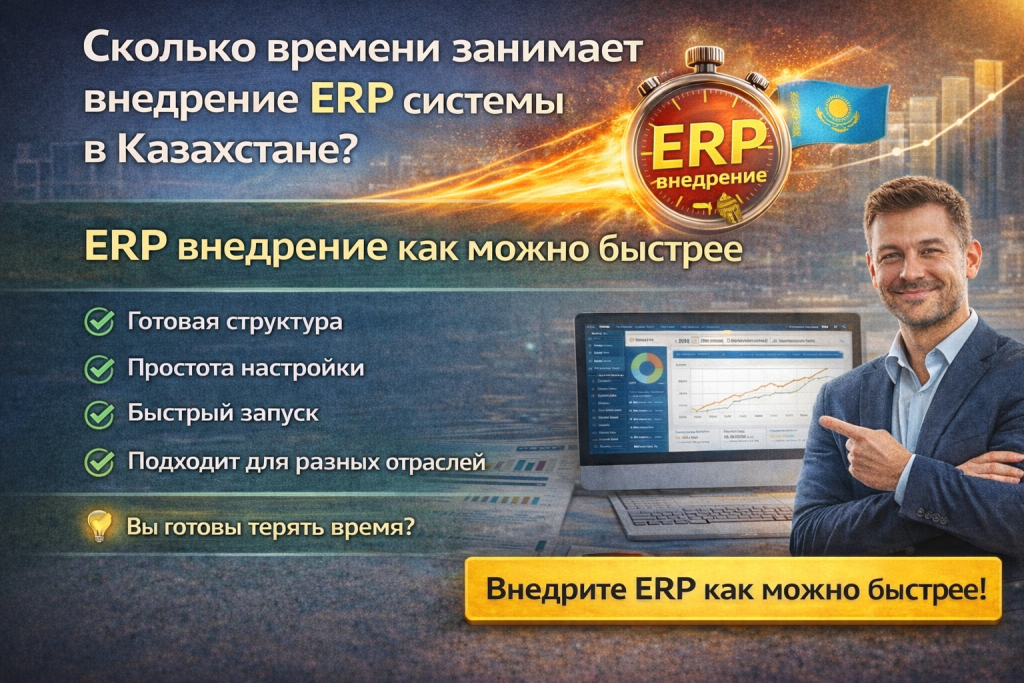 Сколько времени занимает внедрение ERP системы в Казахстане?